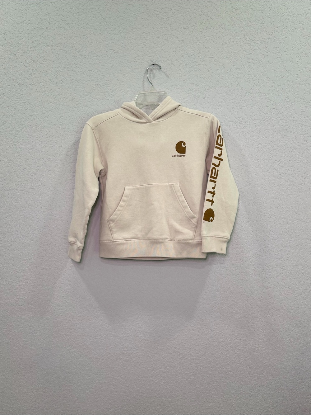 Carhartt Kids Cream Logo Hooded Sweatshirt - Youth S
